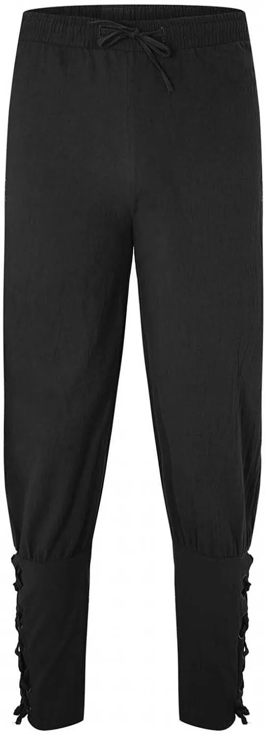 Mens Drawstring Waist Linen Banded Pants Gothic Pants MedievalPirate Trousers 2025