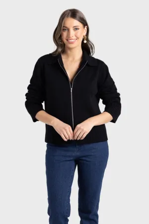 Merino/Cotton Zip Through Cardigan