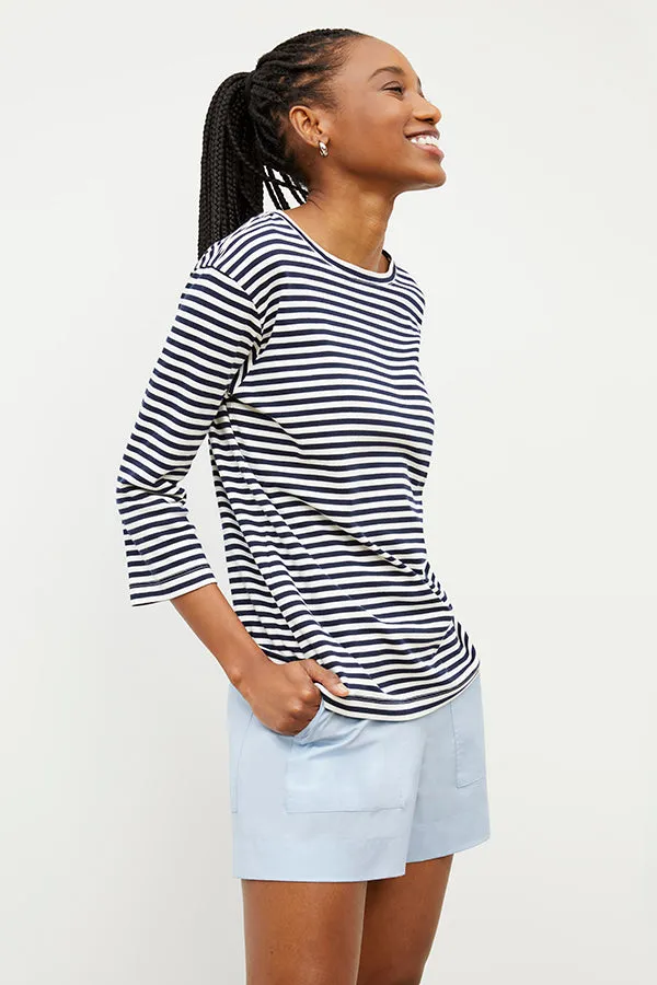 Owen T-Shirt - Striped Pima Cotton :: Navy / Ivory