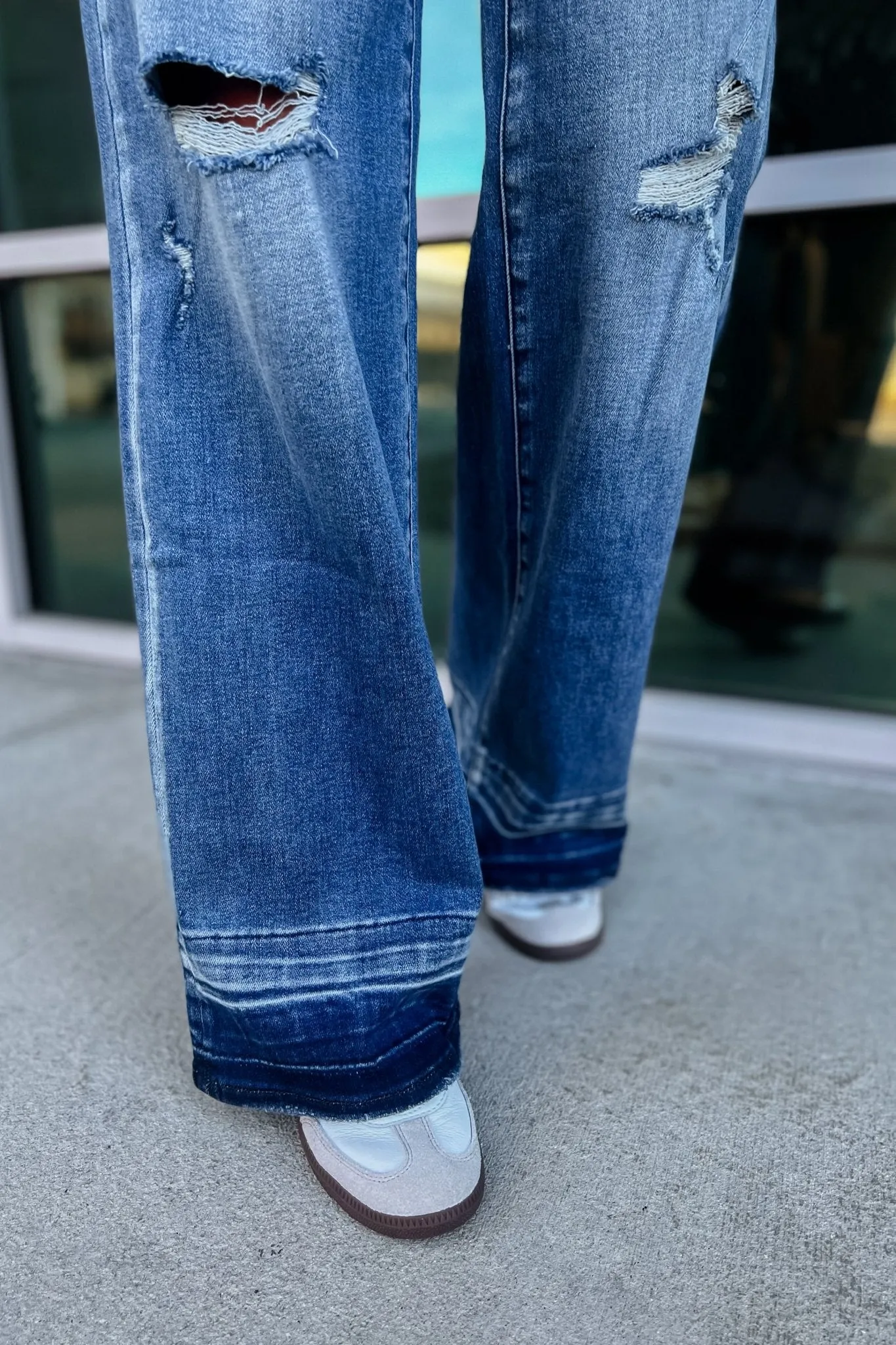 PETRA153 The Harper Distressed Wide Leg Jeans