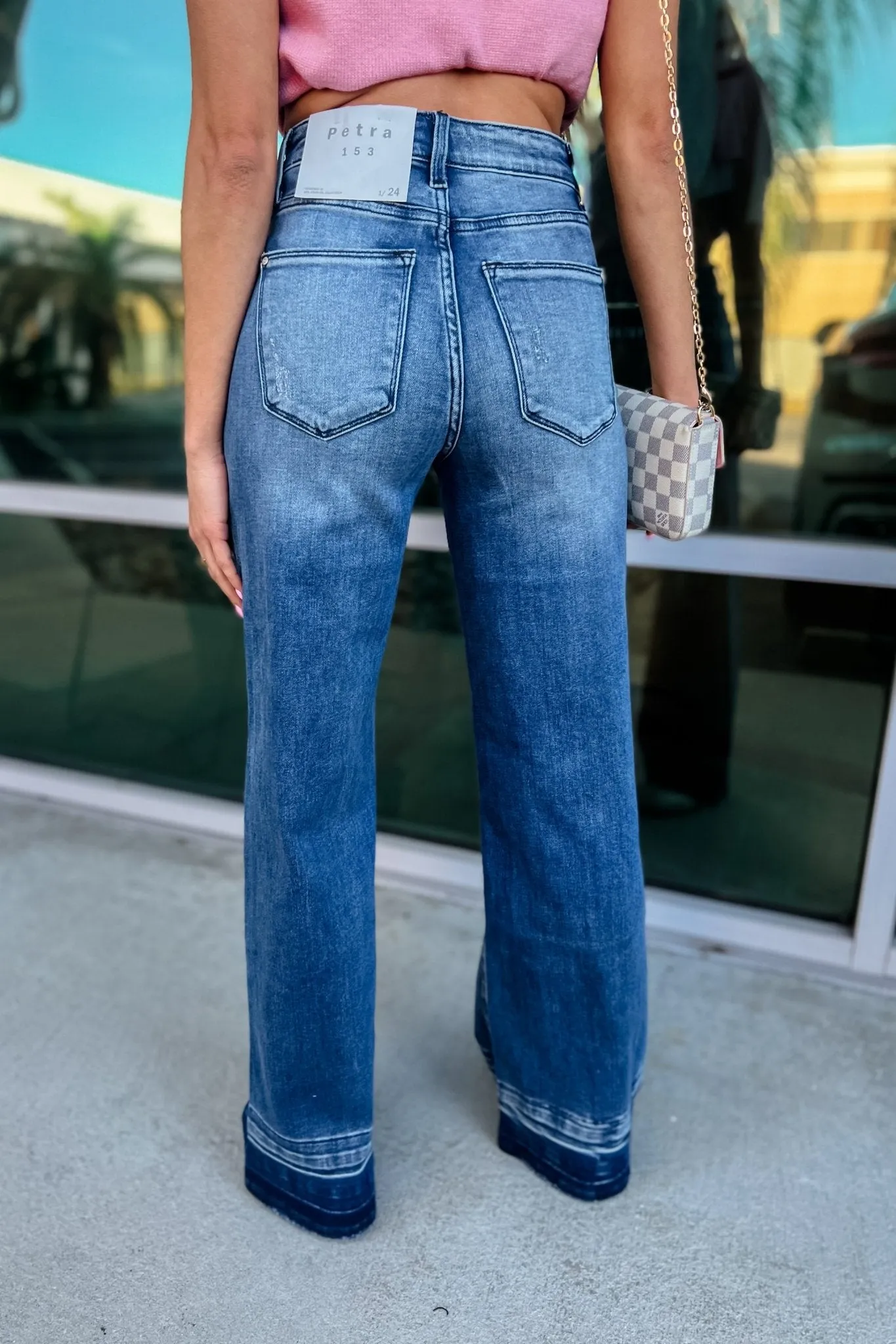 PETRA153 The Harper Distressed Wide Leg Jeans