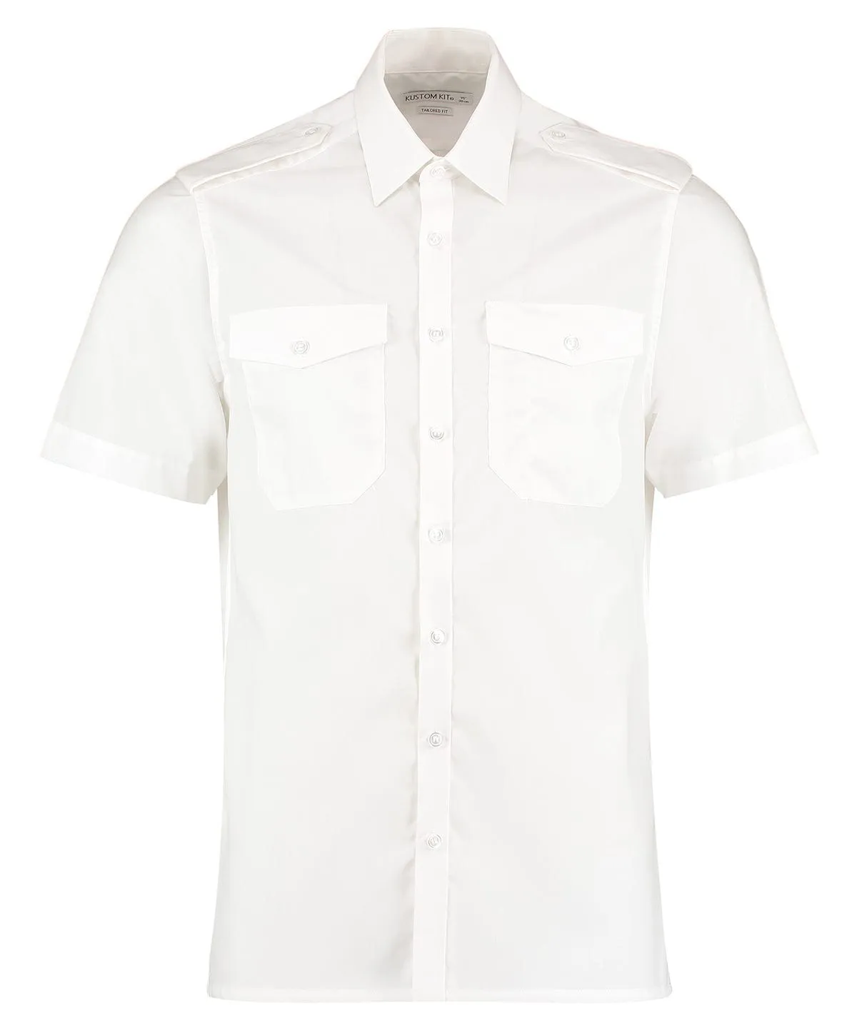 Pilot shirt short-sleeved (tailored fit) | White
