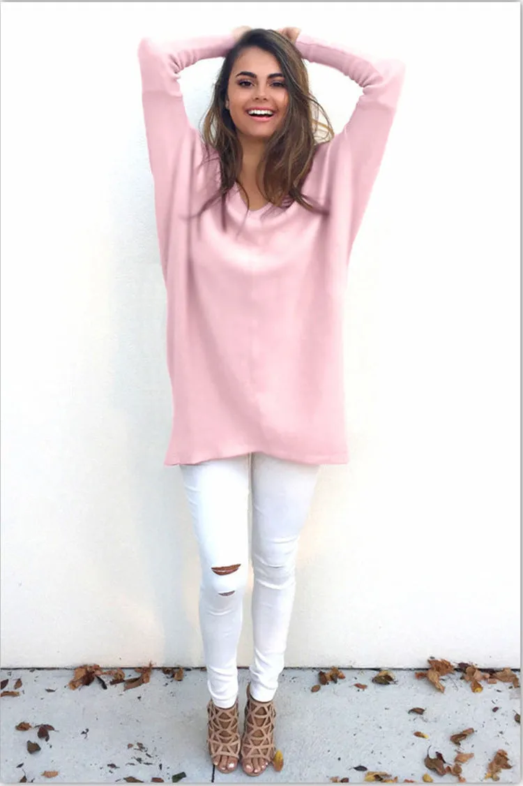 Popular Europe Trendy V-Neck Long Sleeved Women Sweater