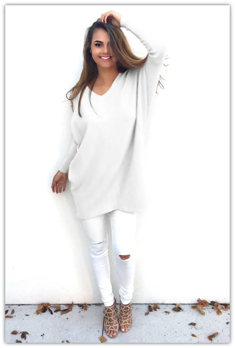 Popular Europe Trendy V-Neck Long Sleeved Women Sweater
