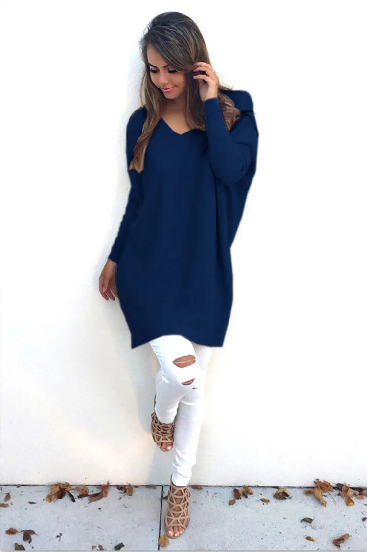 Popular Europe Trendy V-Neck Long Sleeved Women Sweater