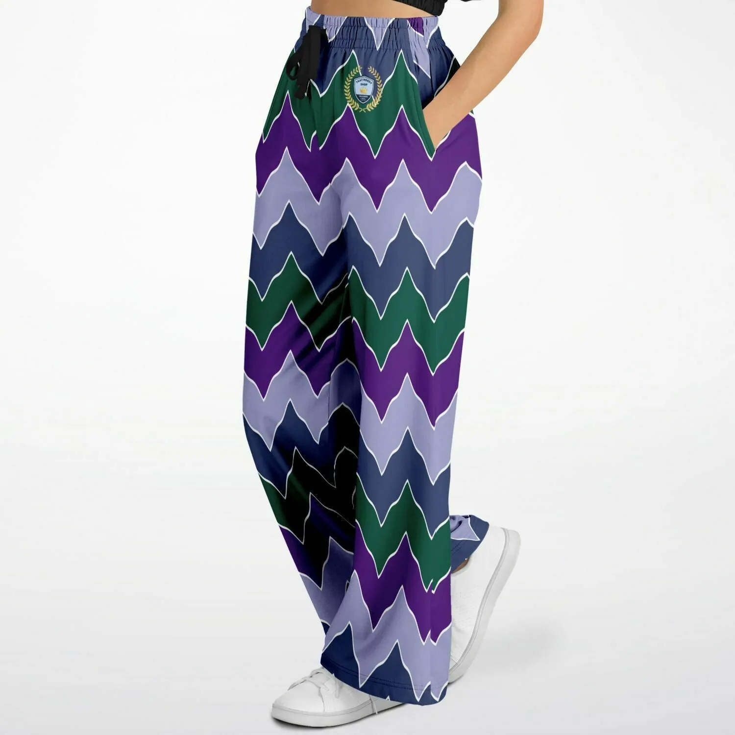 Purple Crush Chevron Flame Stripe Eco-Poly Wide Leg Pants