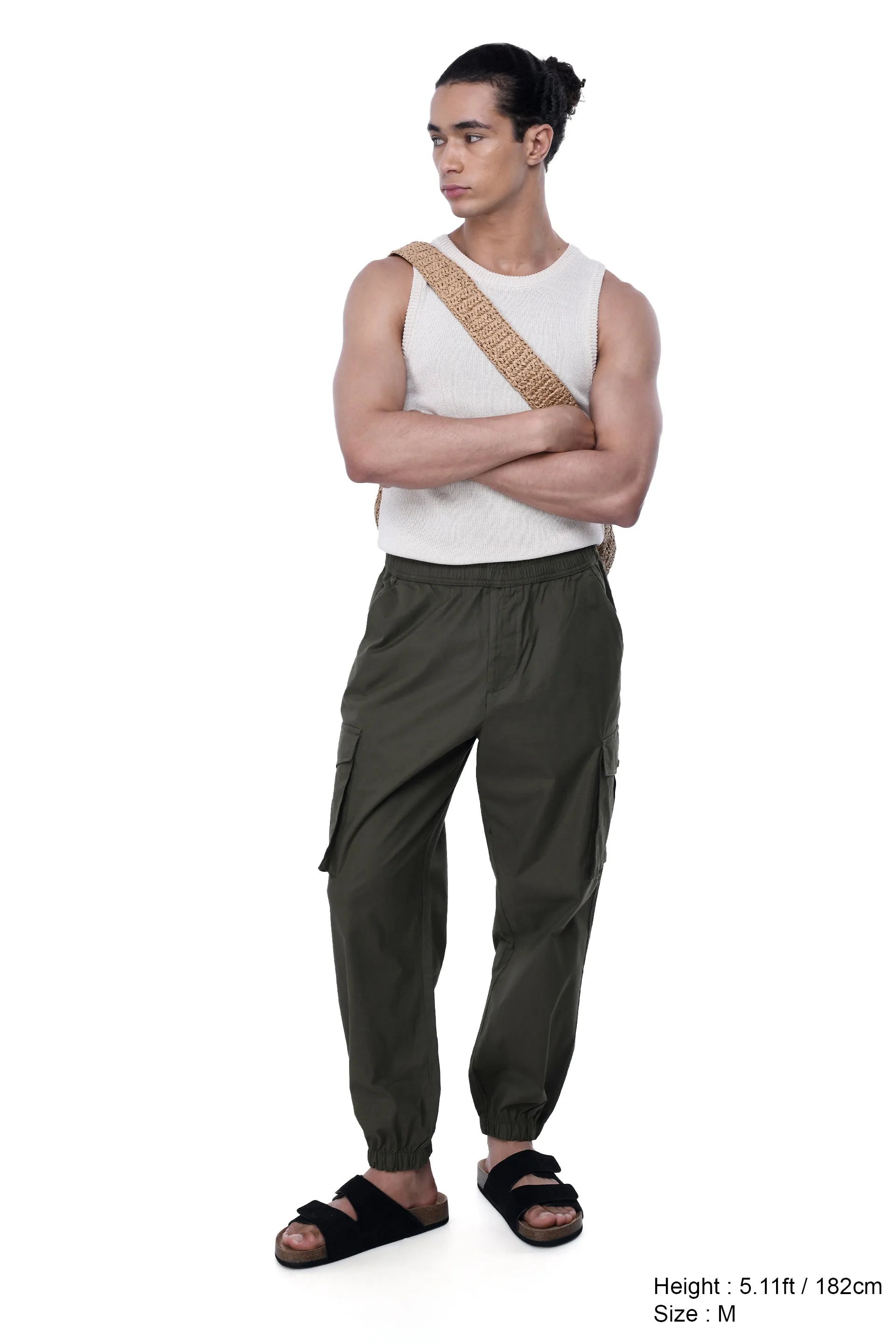 RELAXED LIGHT COTTON JOGGERS IN GREEN