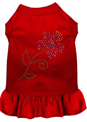 Rhinestone Multi Flower Dress Red 4x