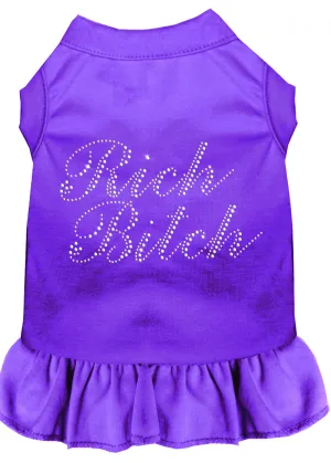 Rhinestone Rich Bitch Dress Purple Lg