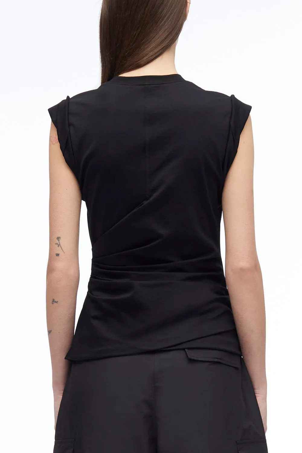 Rolled Sleeve Draped Jersey Tank