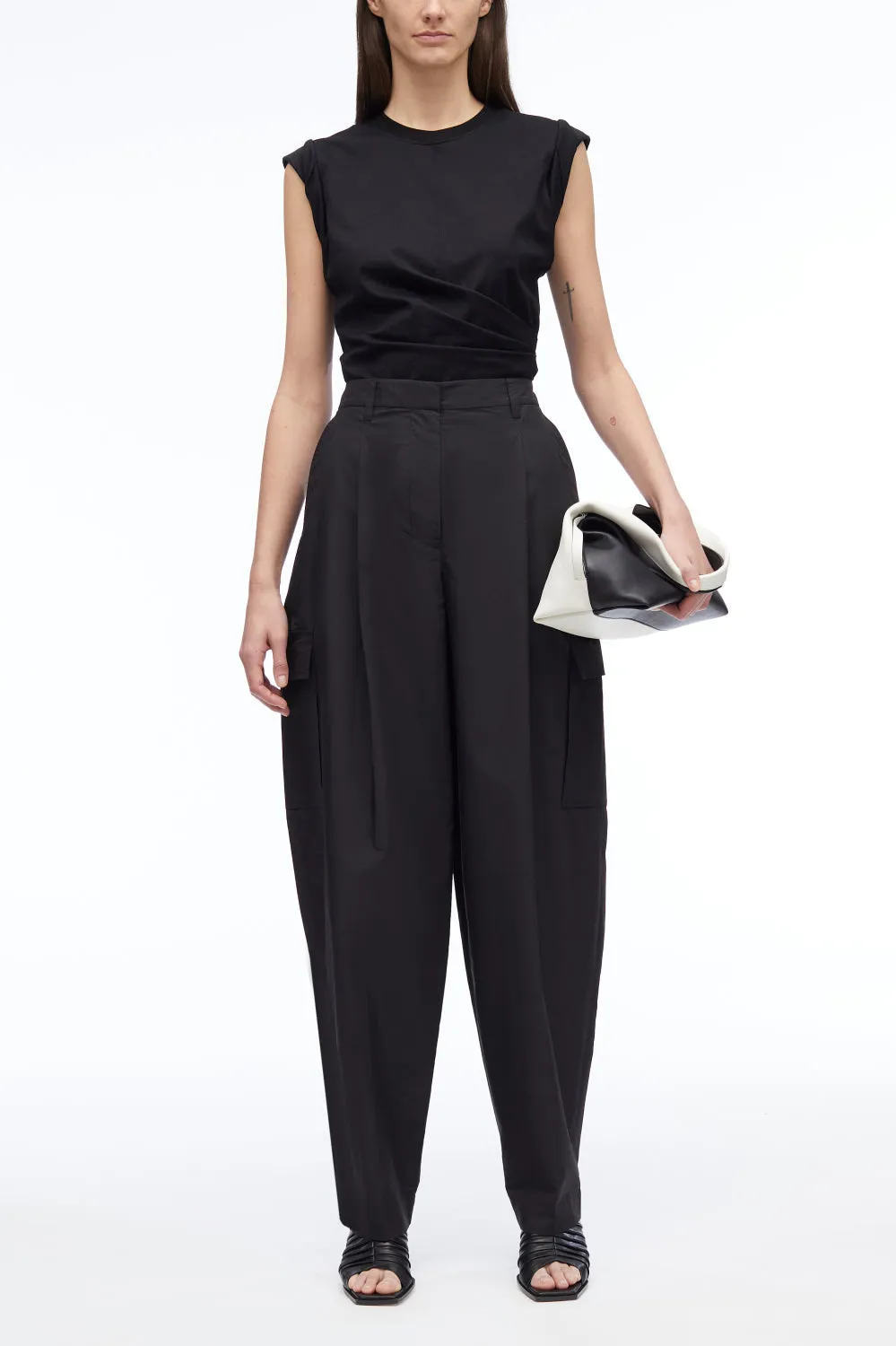 Rolled Sleeve Draped Jersey Tank