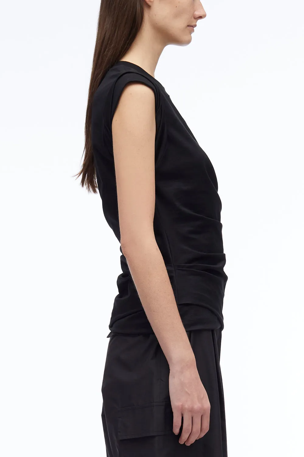Rolled Sleeve Draped Jersey Tank