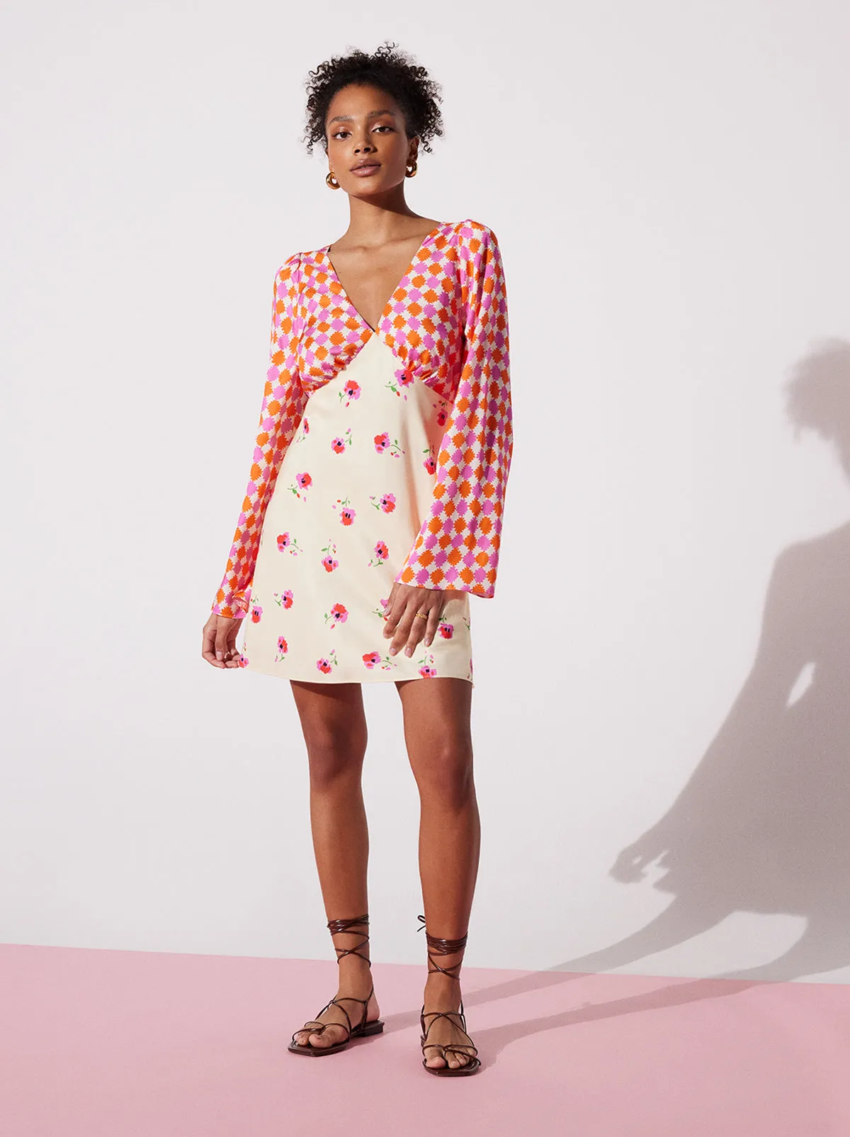 Rosalie Mixed Print Mini Dress