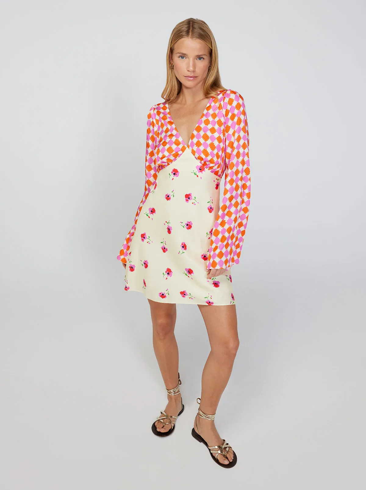 Rosalie Mixed Print Mini Dress