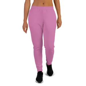 Rosy Pink Women's Joggers, Solid Color Premium Ladies' Slim Fit Sweatpants- Made in EU