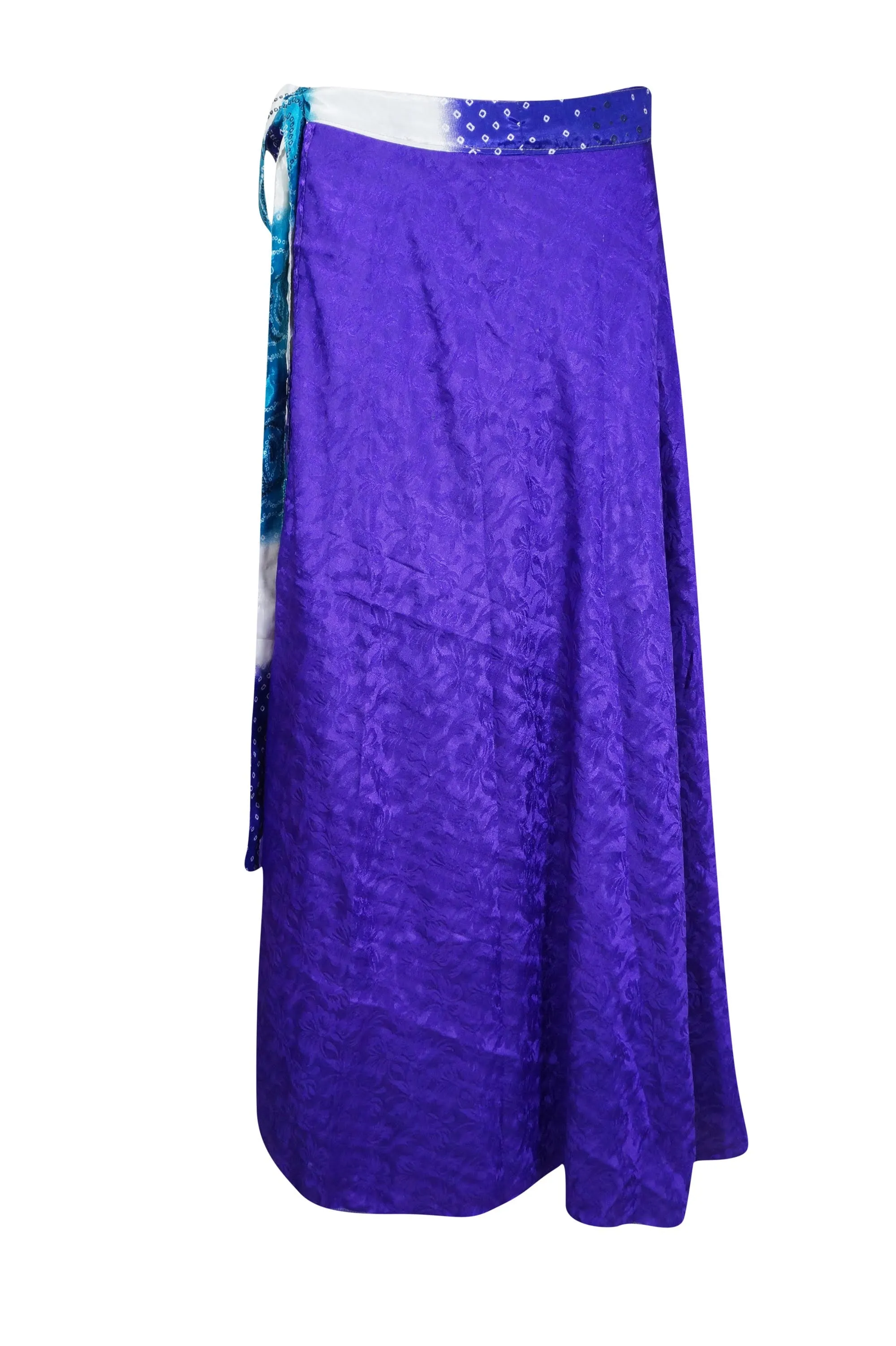 Royal Blue and White Printed Reversible Handmade Recycled Silk Skirt
