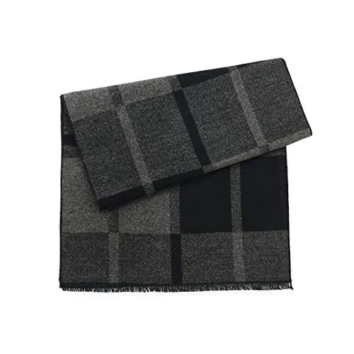 Scarf Warm Knitted Plaid Tassel Scarf Winter Long Scarves Grey Black B With Packing One Size