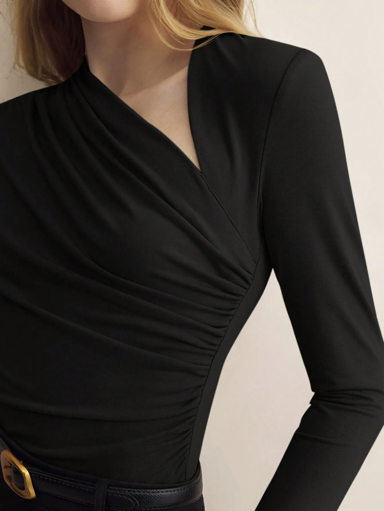 SHEIN BIZwear Coffee Brown Turtleneck Long Sleeve Fitted Comfortable T-Shirt