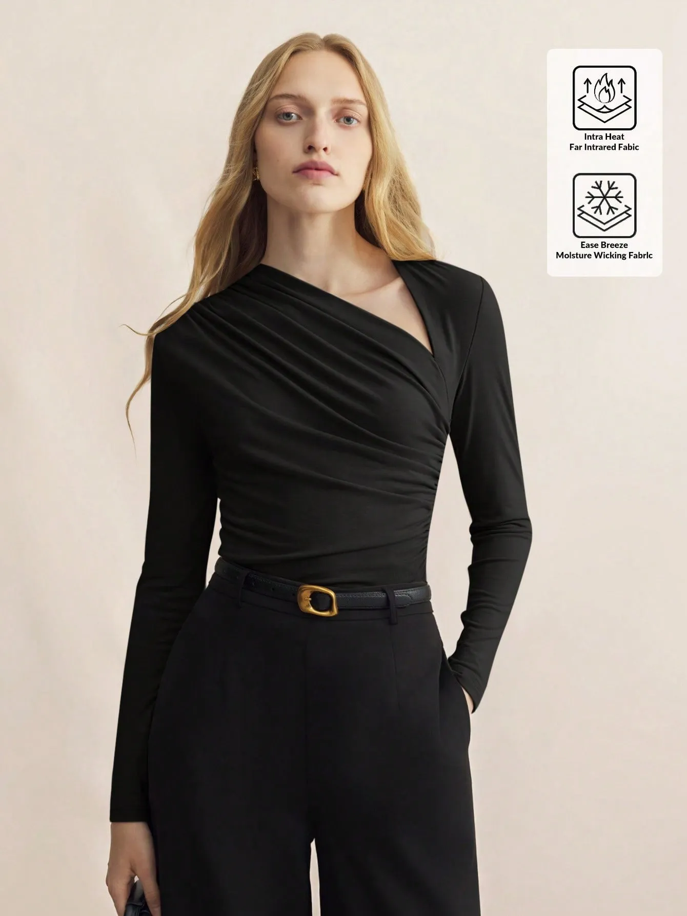 SHEIN BIZwear Coffee Brown Turtleneck Long Sleeve Fitted Comfortable T-Shirt