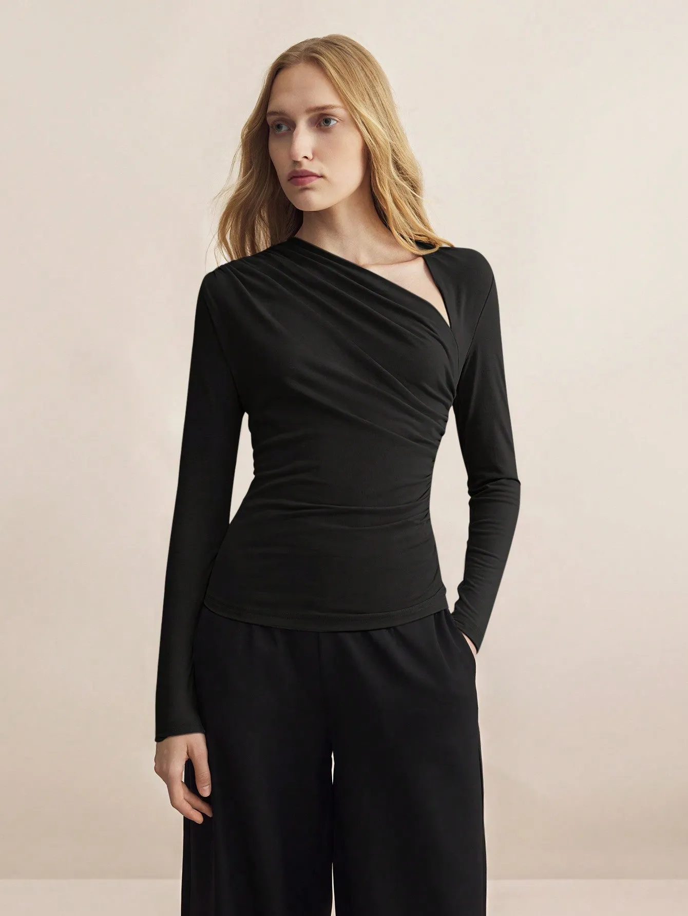SHEIN BIZwear Coffee Brown Turtleneck Long Sleeve Fitted Comfortable T-Shirt