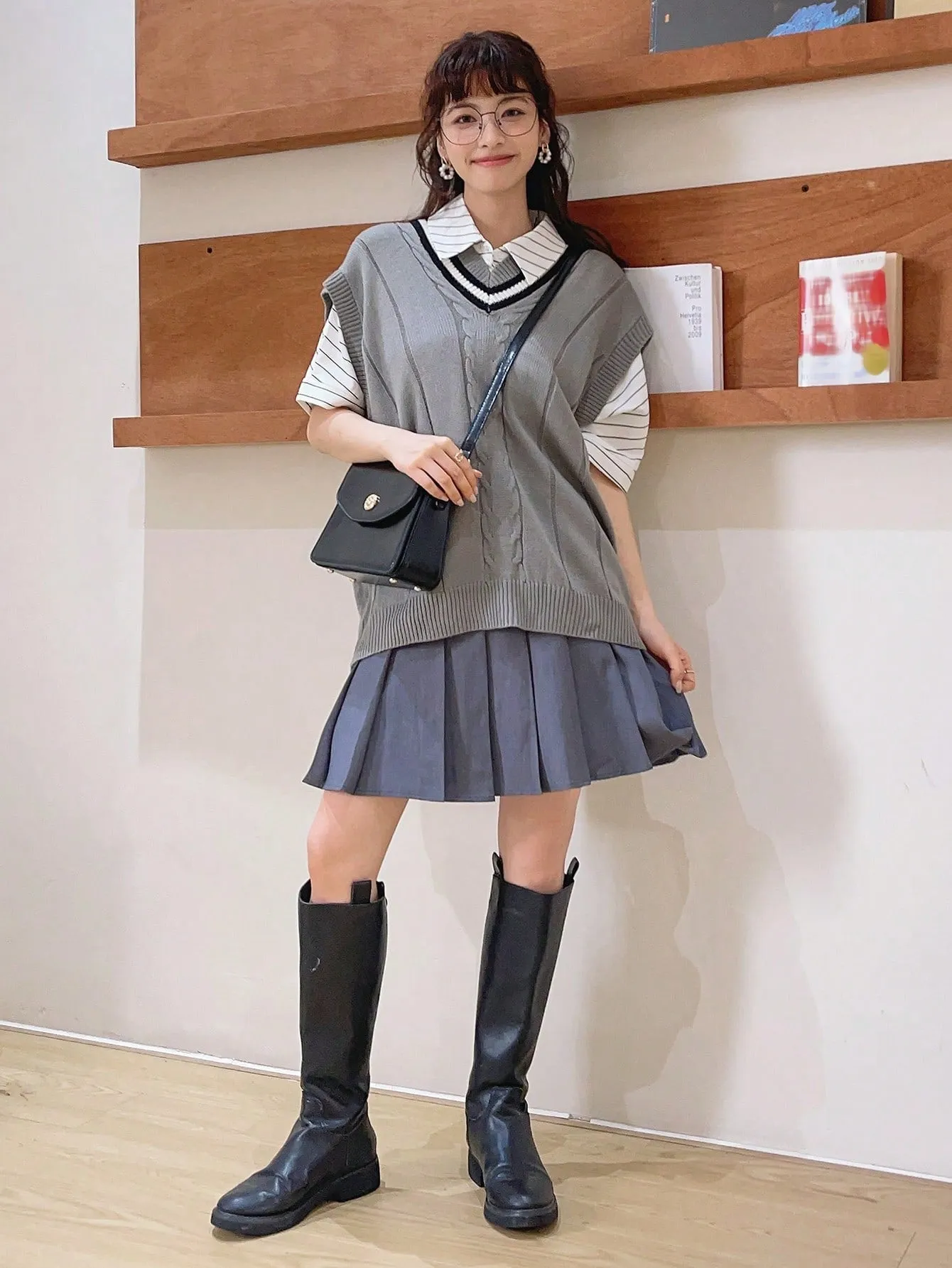 Shein DAZY Vertical Stripe Batwing Sleeve Shirt
