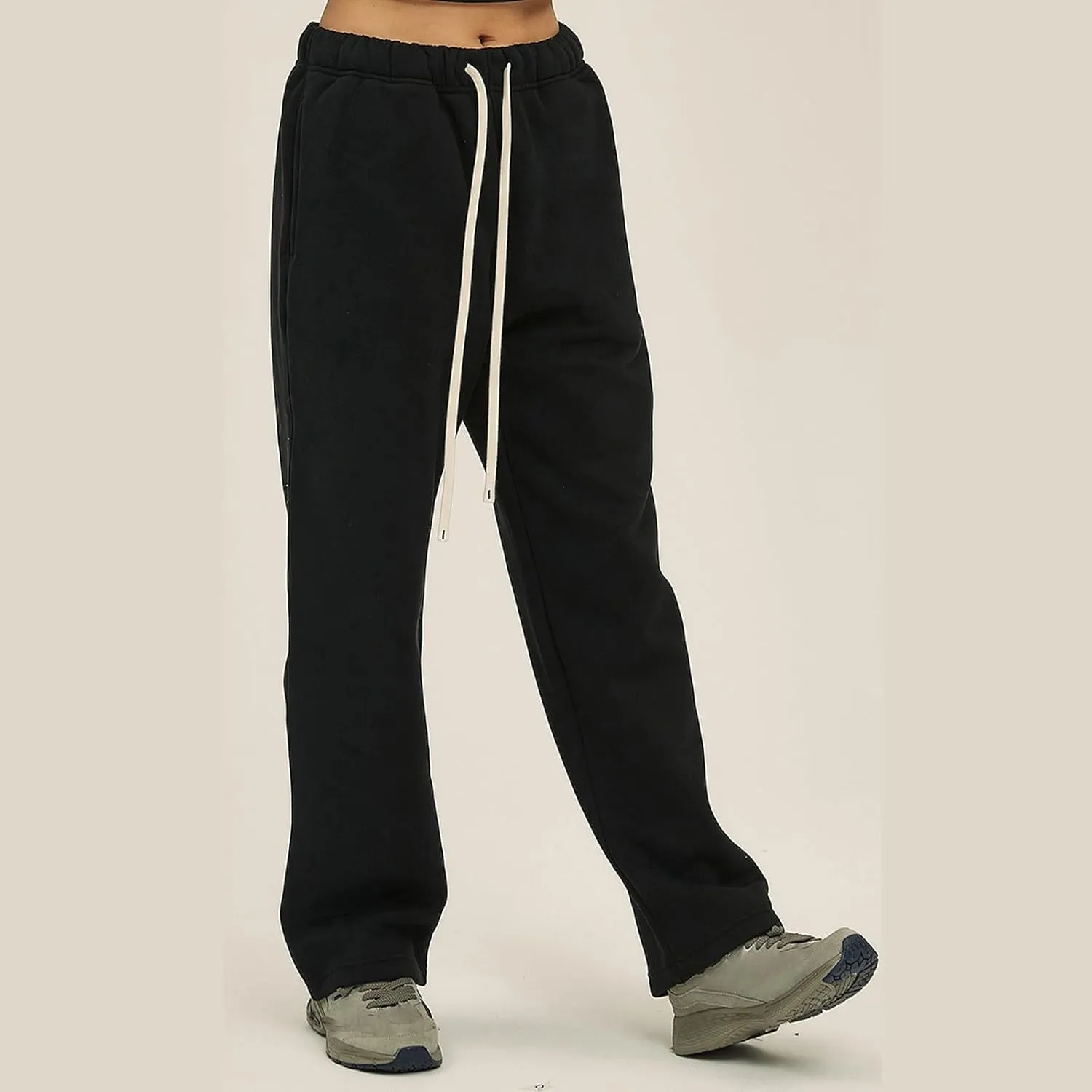 Straight Leg Sweatpants Men Plain Athletic Pants Open Bottom Casual Relaxed Fit Fall Trousers Baggy Gym Track Pants