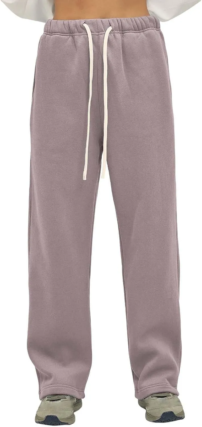 Straight Leg Sweatpants Men Plain Athletic Pants Open Bottom Casual Relaxed Fit Fall Trousers Baggy Gym Track Pants