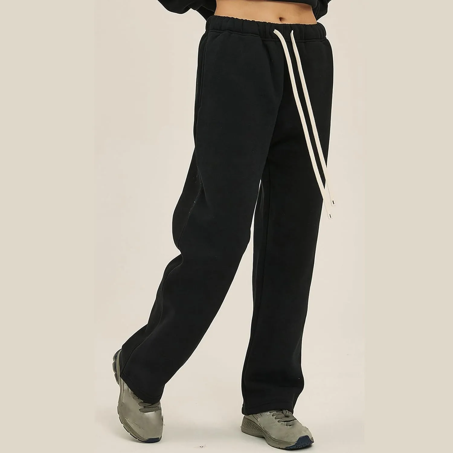 Straight Leg Sweatpants Men Plain Athletic Pants Open Bottom Casual Relaxed Fit Fall Trousers Baggy Gym Track Pants