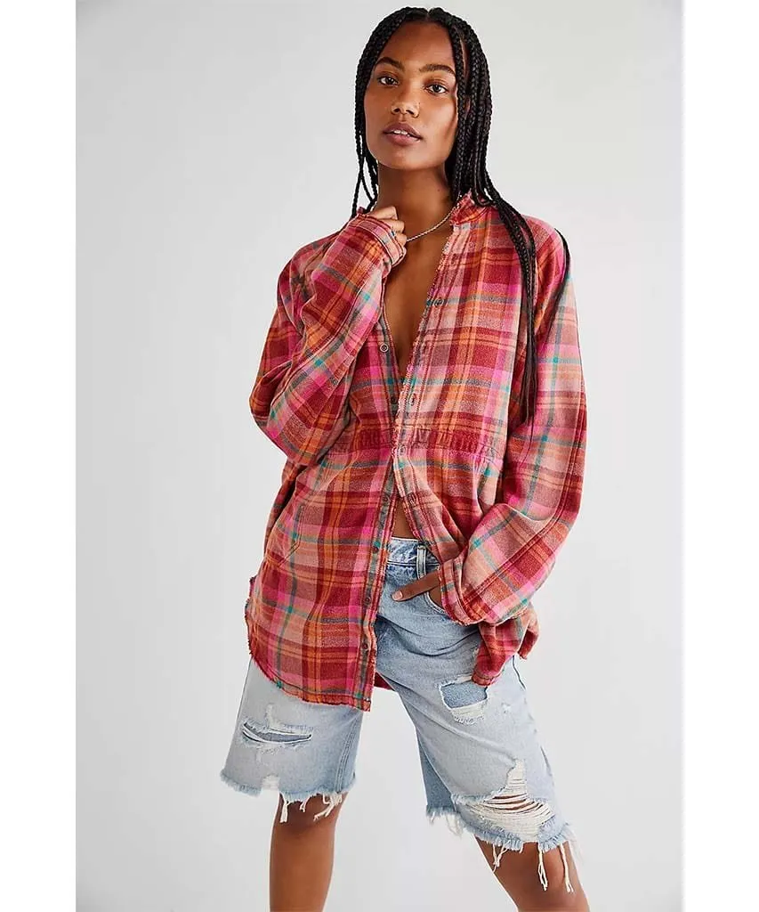 Summer Daydream Plaid Buttondown Berry