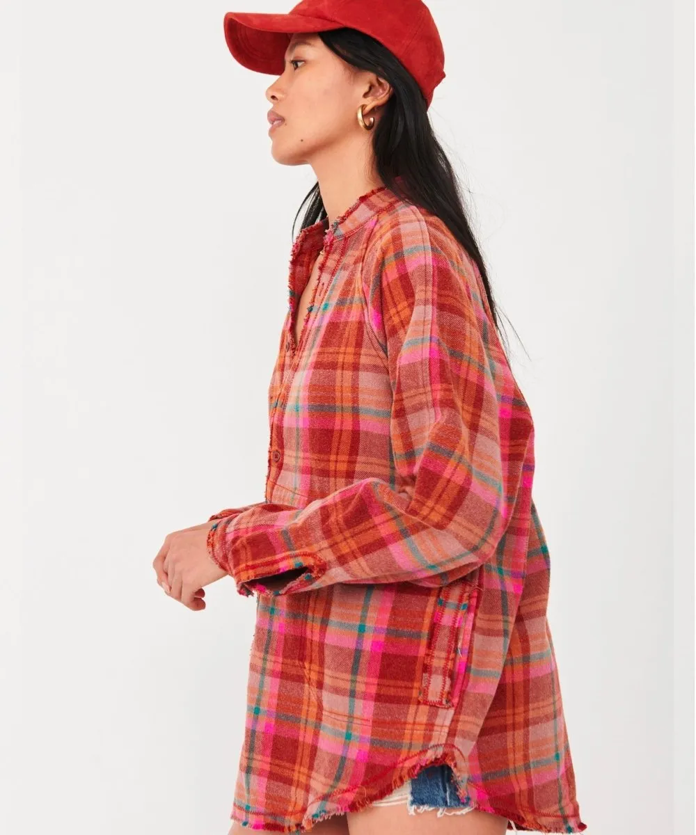 Summer Daydream Plaid Buttondown Berry