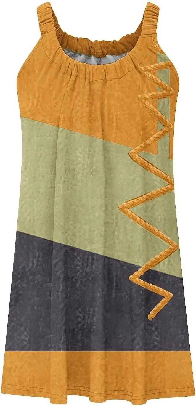 Summer Dresses for Women Beach Boho Sleeveless Vintage Floral Flowy Pocket Tshirt Tank Sundresses