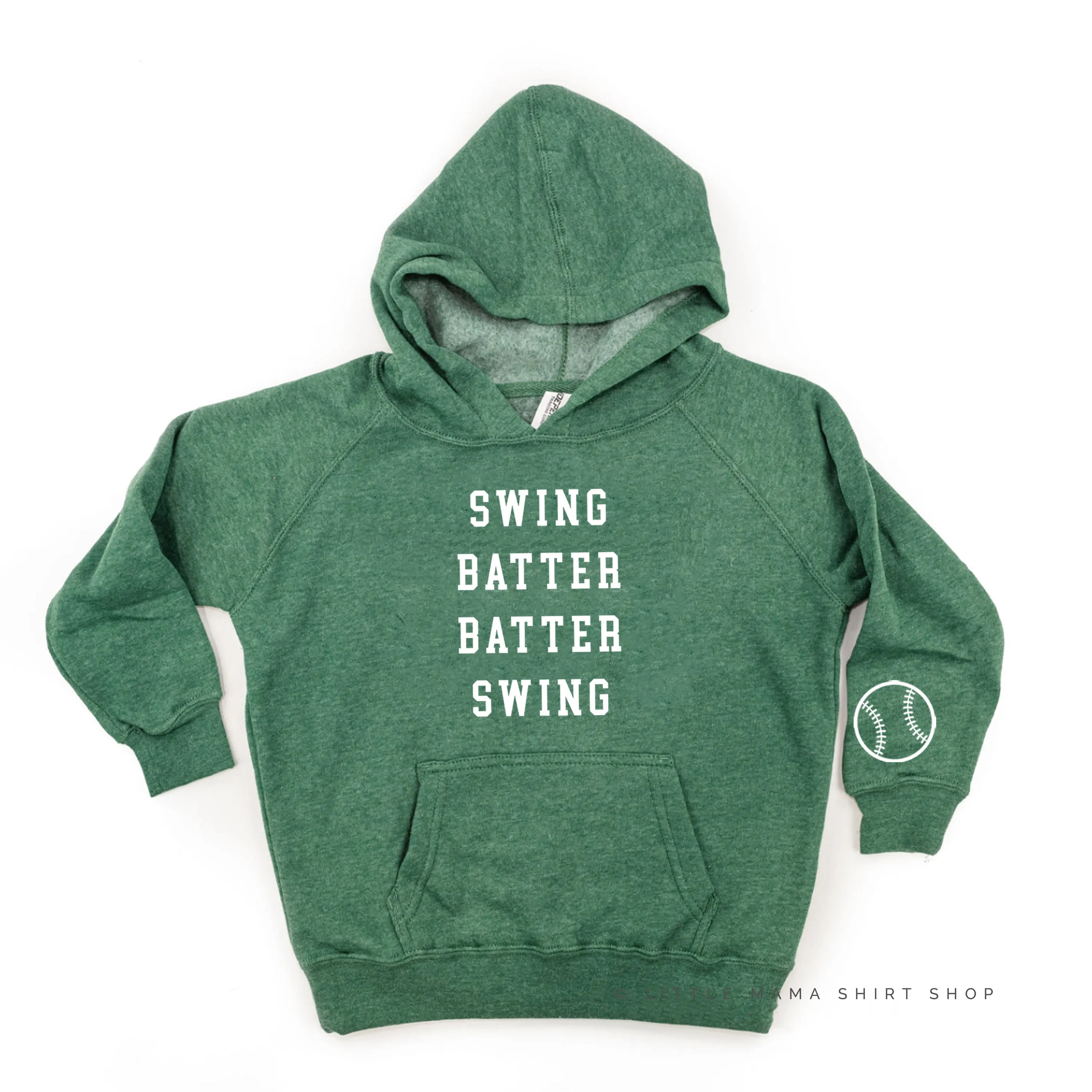 Swing Batter Batter Swing - Baseball Detail on Sleeve - CHILD HOODIE