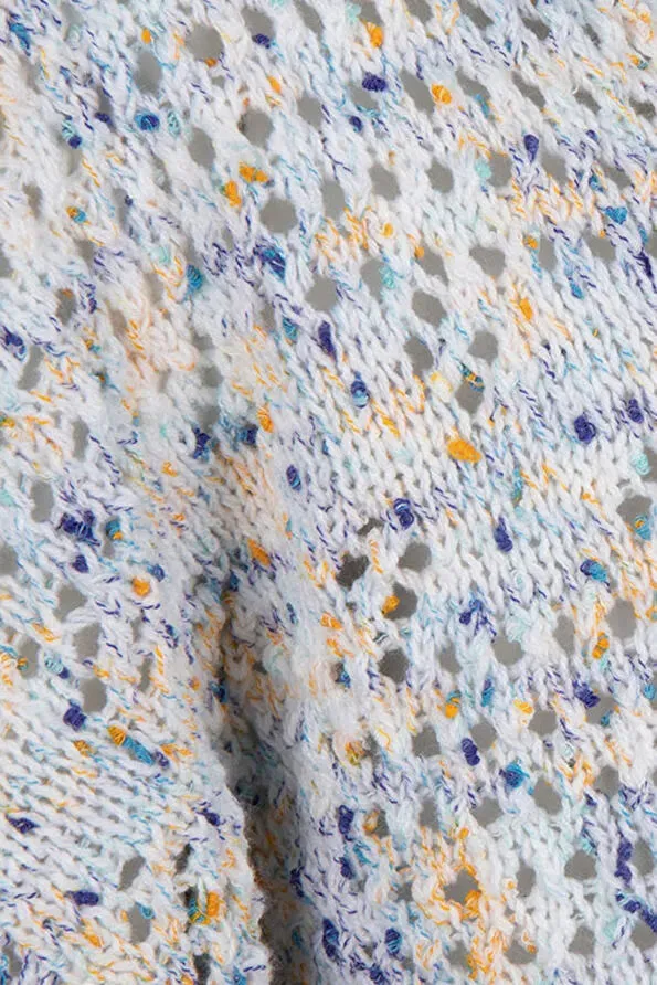 Viki V-Neck Open-Knit Cardigan in Multicolor - EsQualo SP2307019