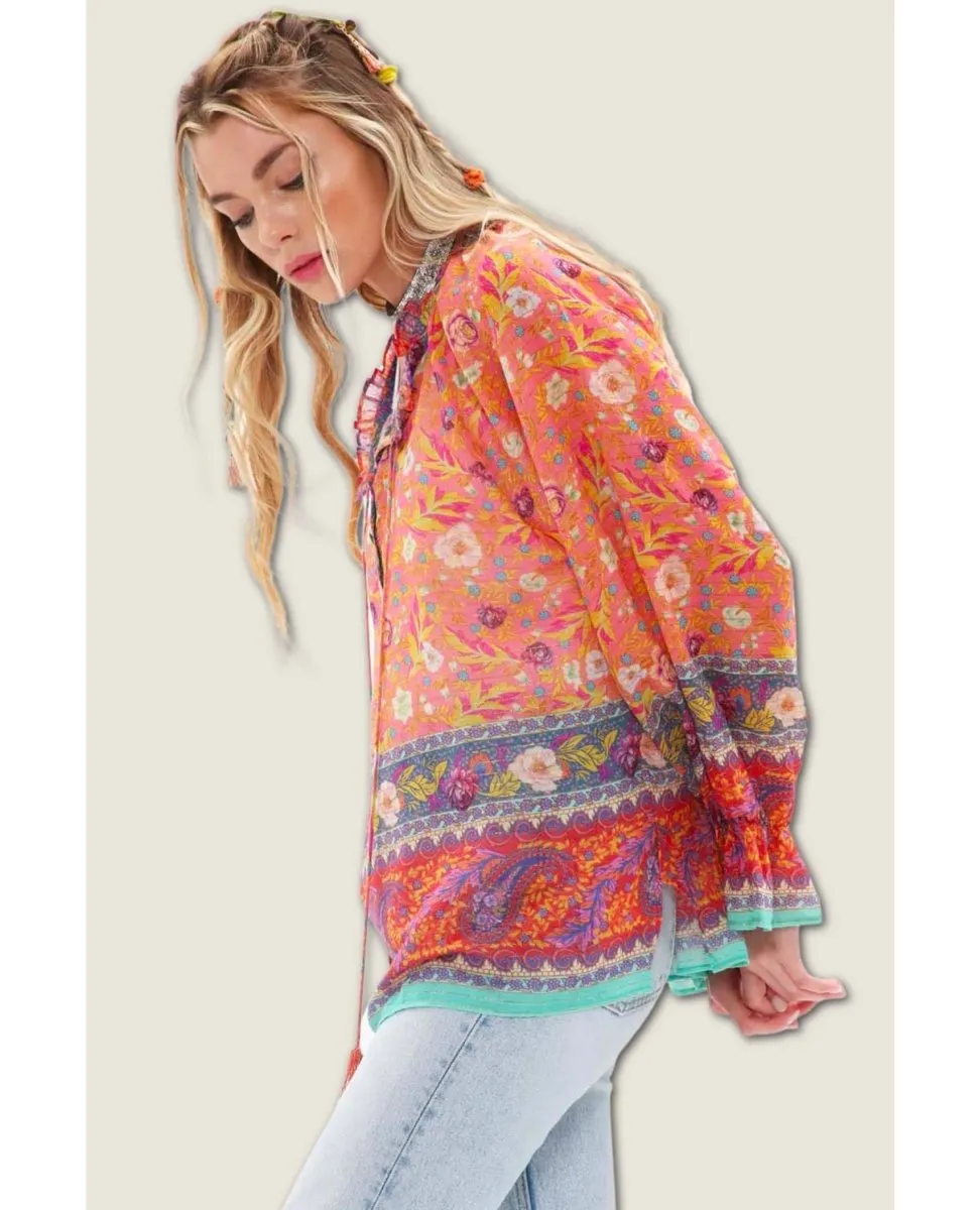 Watercolor Dreams Blouse Mauve Floral