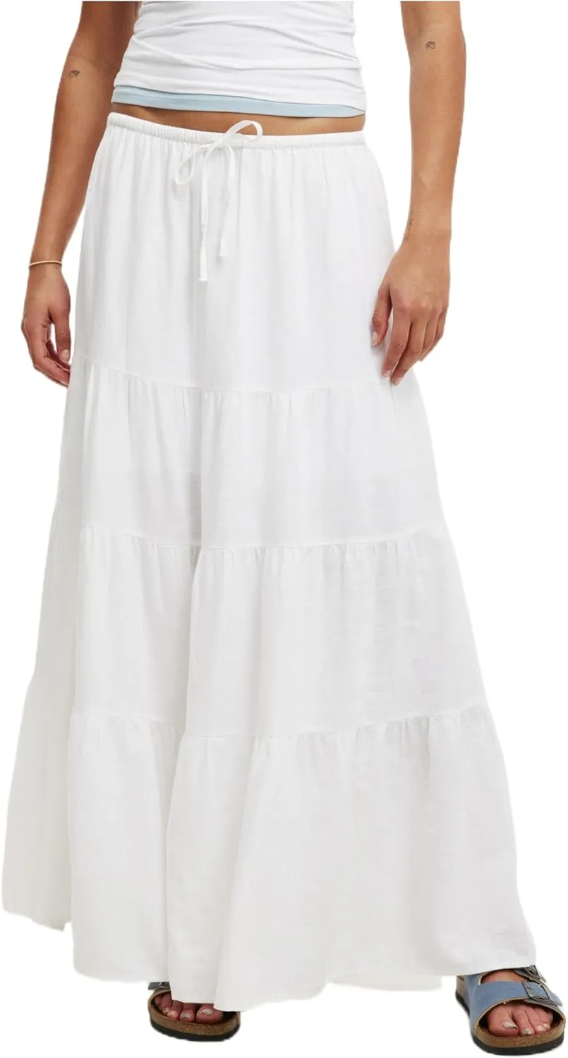 Women's Maxi Skirts Flowy Skirt Elastic High Waist Pleated A-Line Flared Long Skirts