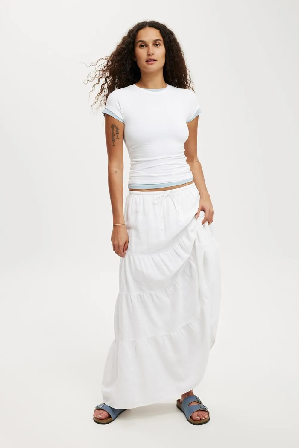 Women's Maxi Skirts Flowy Skirt Elastic High Waist Pleated A-Line Flared Long Skirts