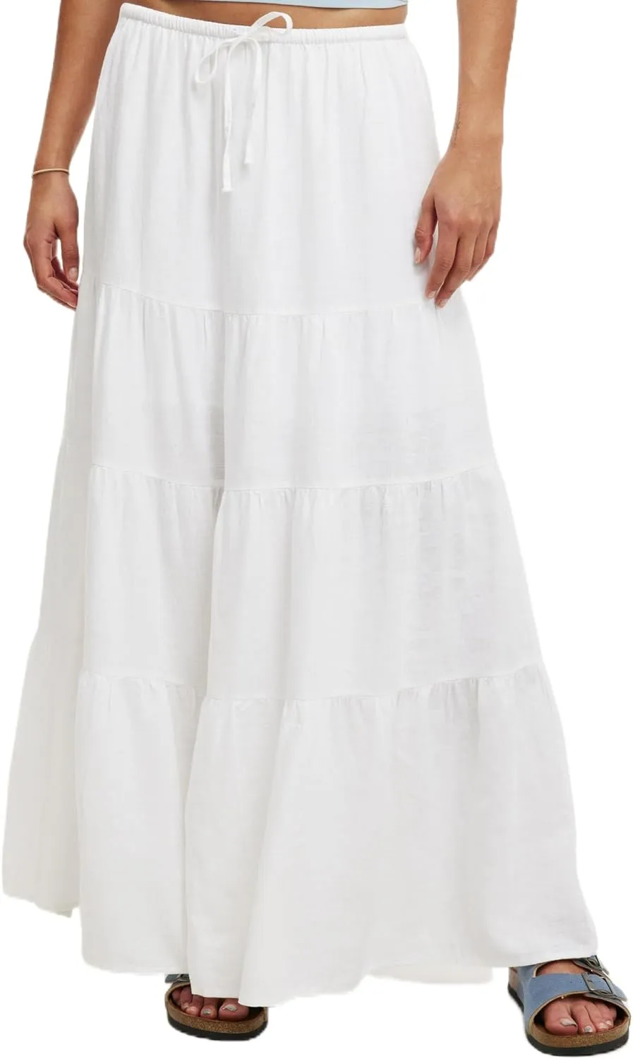 Women's Maxi Skirts Flowy Skirt Elastic High Waist Pleated A-Line Flared Long Skirts