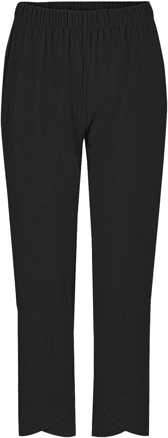 Women's Pants Fashion Baggy Pants Petite Summer Straight Leg Elastic Waist Trousers with Pockets