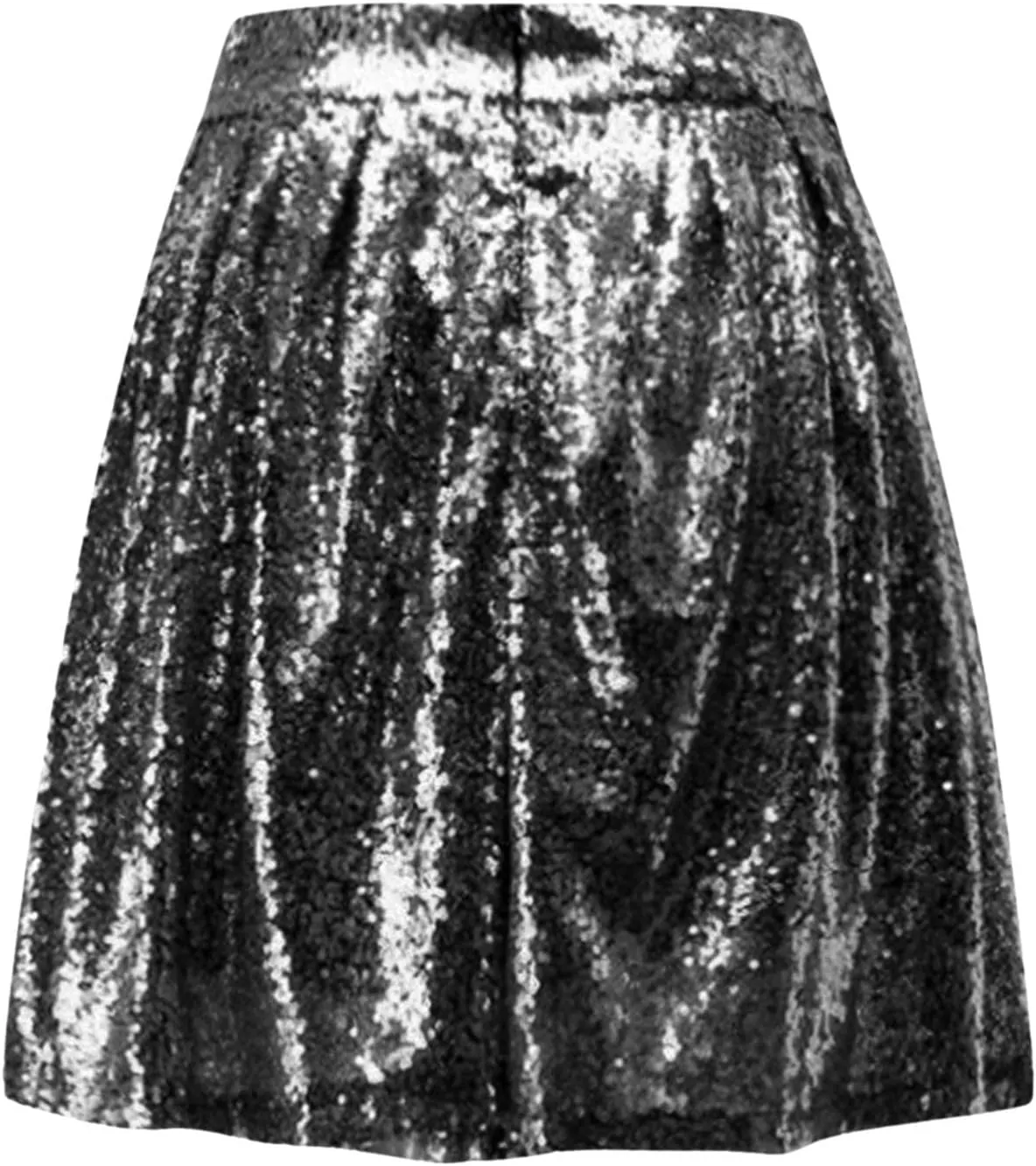 Women's Sequin Mini Skirt Sparkly High Waist Lined Layered Flared Pleated Glitter Night Out Party Short Skirts