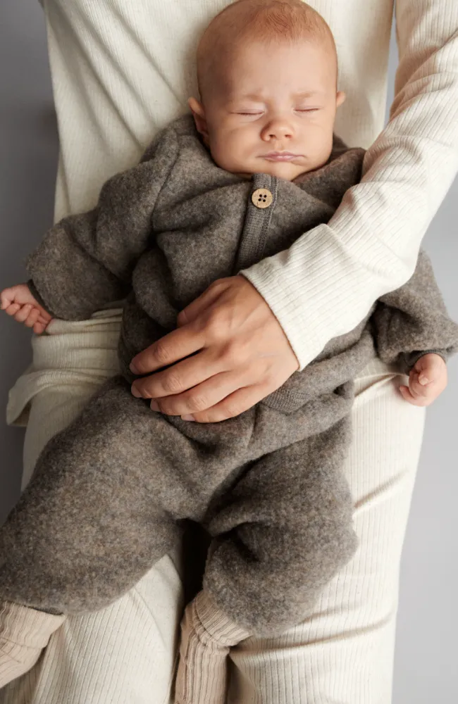 Wool Fleece Cardigan Kari - Brown Melange