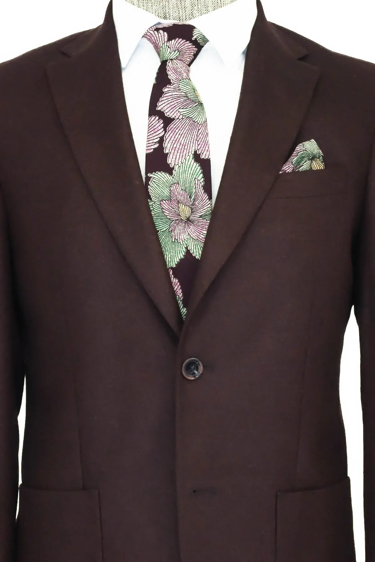 WSS Slim Fit Plain Wide Lapel Burgundy Men Wool Blazer  - Singen