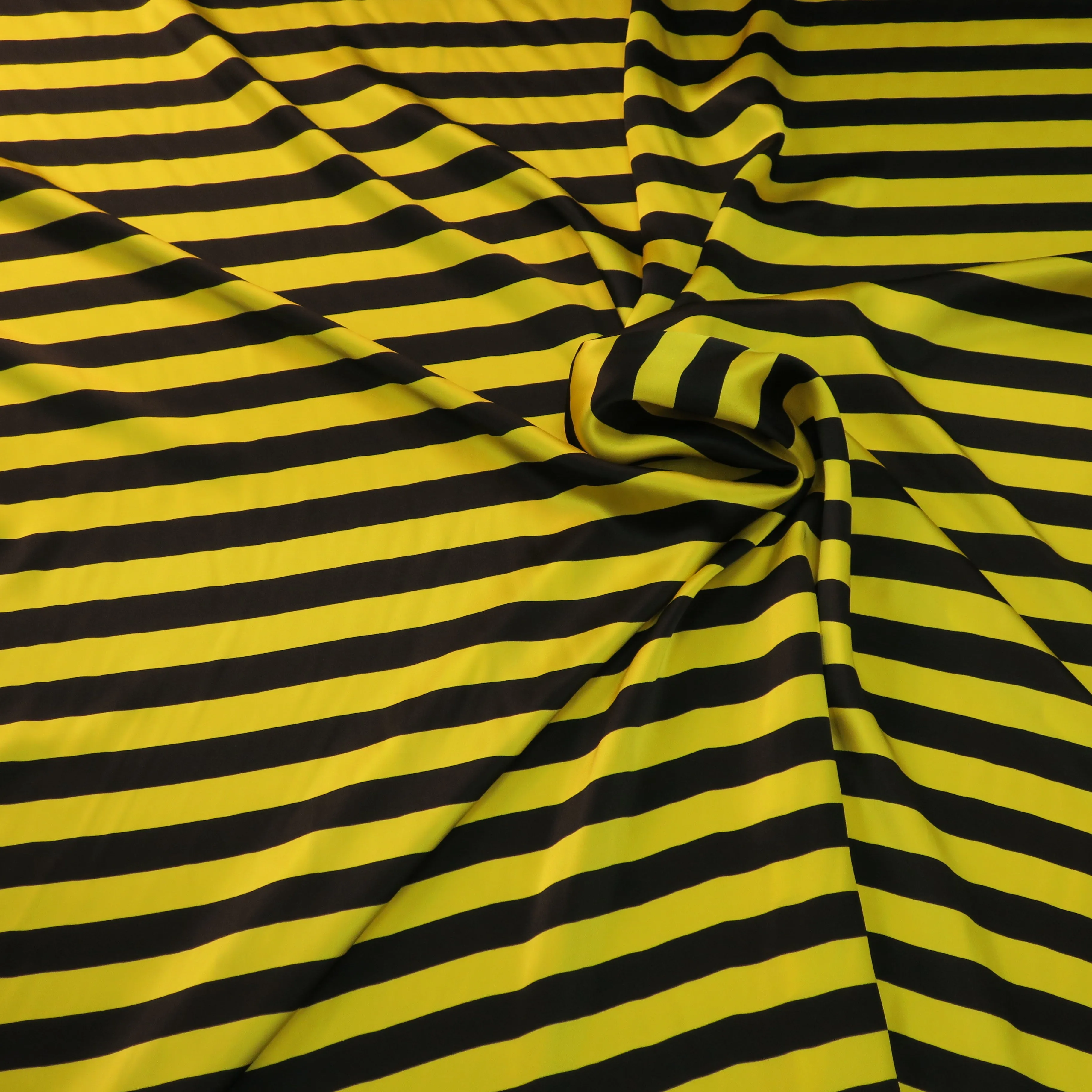Yellow and Black Printed Silk Charmeuse Fabric