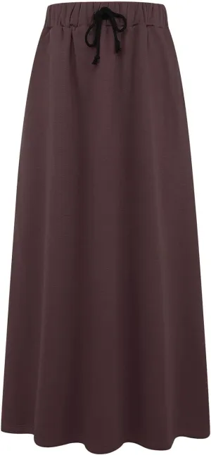 Ylingjun Womens Warm Fleece Lined Long Jersey Skirts Elastic Waist A Line Flared Winter Skirt